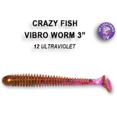 Силикон CRAZY FISH "Vibro Worm 4" 10см" 75-100-6 цв. 12