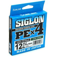 Шнур плет. SUNLINE Siglon PEx4 150m #3 0.296mm 50LB 22.0kg темно-зеленый