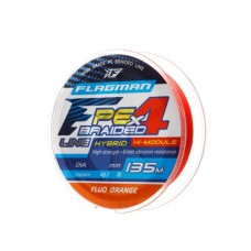 Шнур плет. Flagman PE Hybrid F4 Fluo Orange 135м 0.12мм 14LB 6.4kg оранжевый