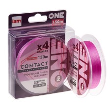 Шнур плет. №ONE Contact X4 PE 150m #0.4 0.104mm 4LB 2.0kg. розовый