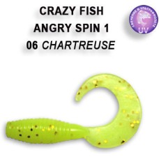 Твистер Crazy Fish "Angri Spin 1" 20-2.5-5 цв. 6