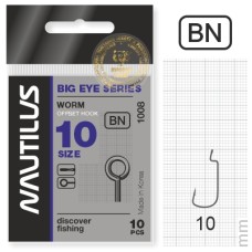 Крючки Офсетные Nautilus Offset Big Eye Series Worm 1008 BN №10 (10шт.)